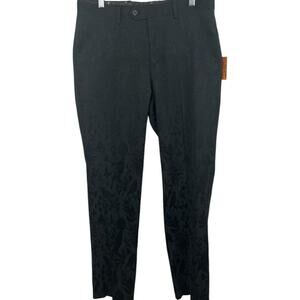 Tallia Pants Men's Black Bird Print Tonal Suit Dress SlimFit 32 NWT Quiet Luxury